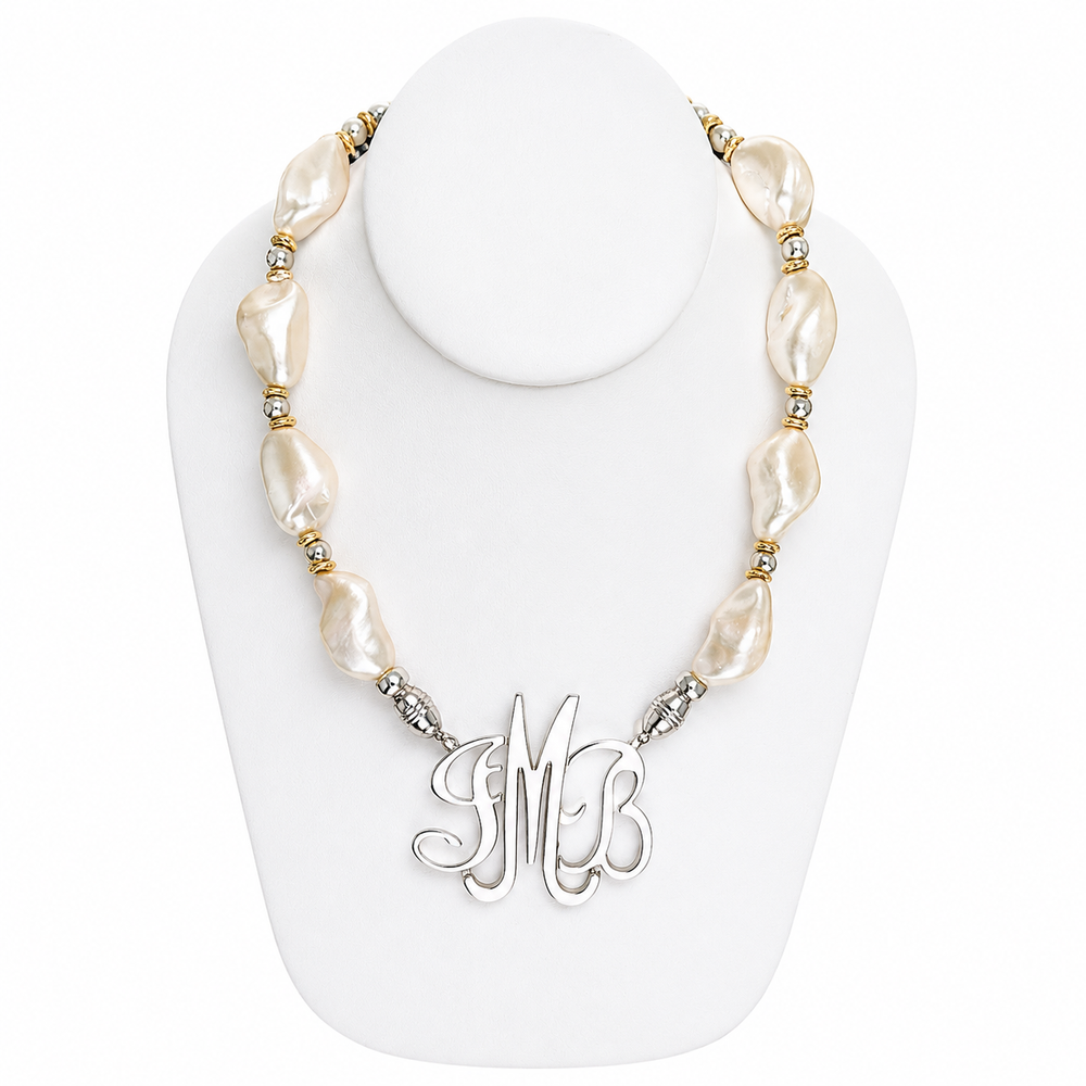 Shell Pearl Nugget Necklace: Blush