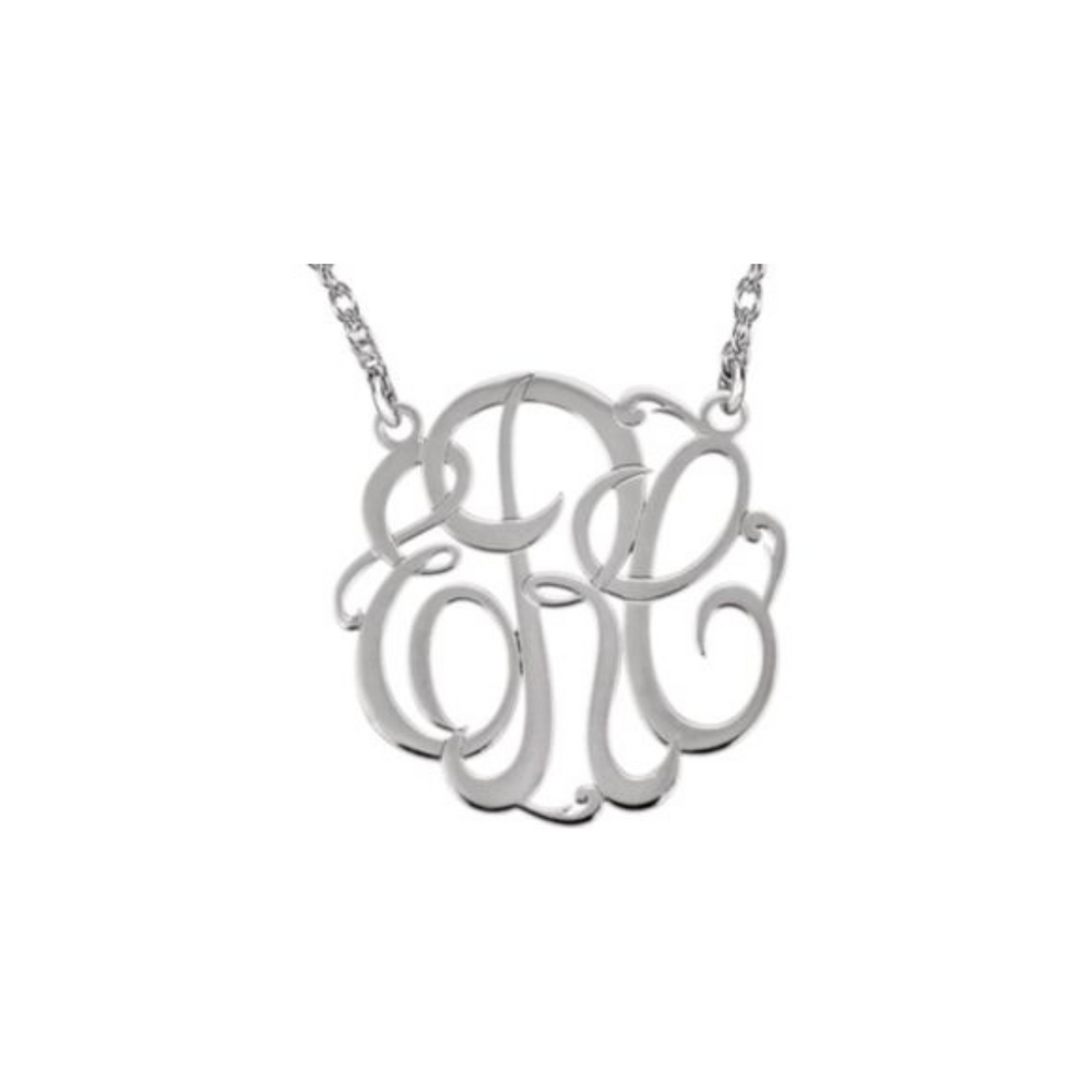 Script Monogram: Sterling Silver on 16" Chain