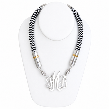 Single Cord Necklace: Herringbone (Black & White)