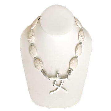 White Turquoise (Magnesite) Puff Oval Necklace