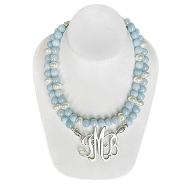 Soft Blue Quartz Necklace (Double Strand)