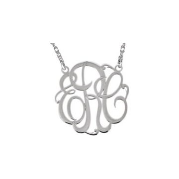 Script Monogram: Sterling Silver on 16" Chain