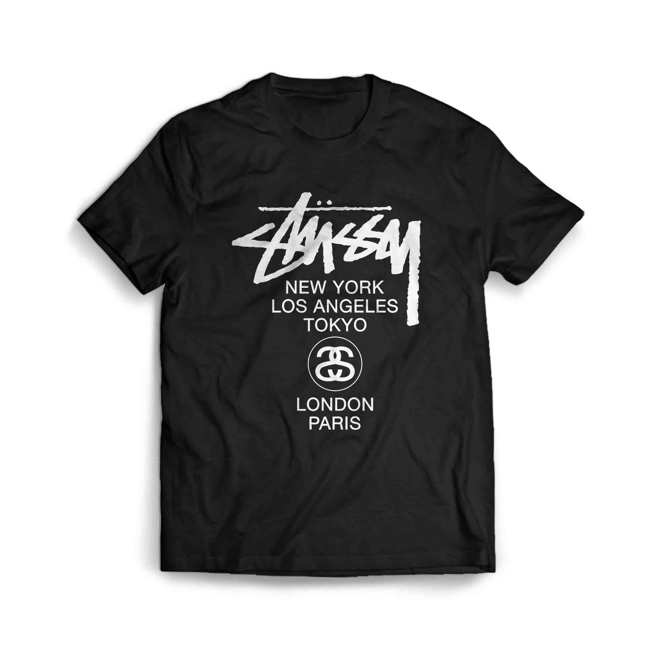 Vintage Stussy New York La Tokyo London Paris Men's T-Shirt Tee