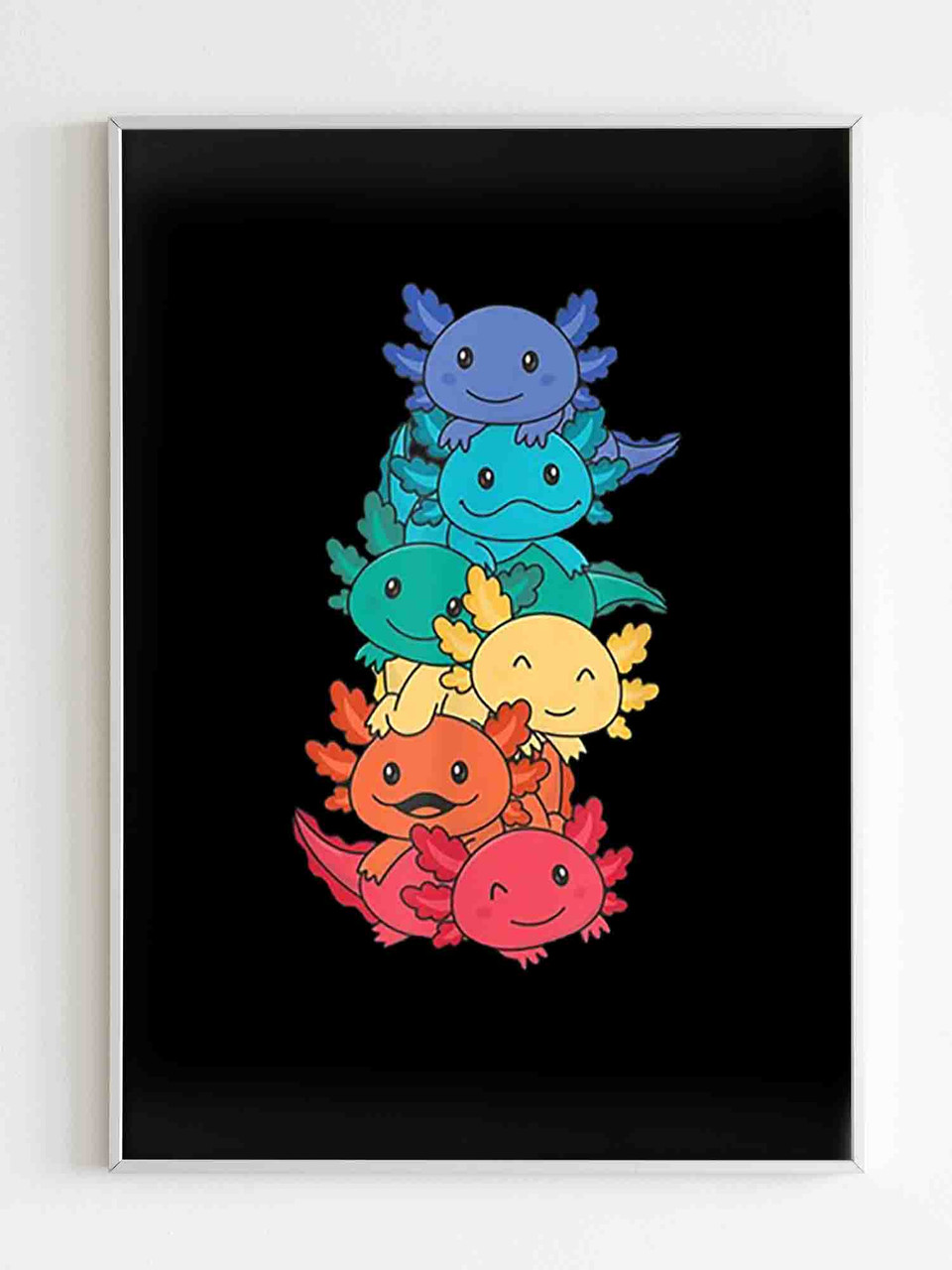Rainbow Axolotl Cute Axolotl Anime Poster