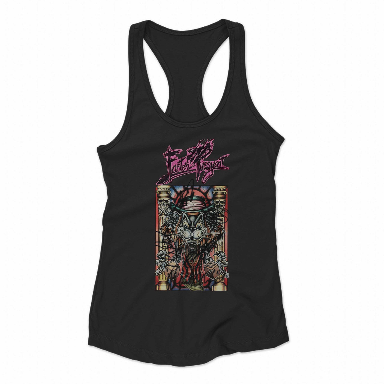 Faster Pussycat Vintage 80S 1980S Concert Tour Glam Metal Rock Band Art  Women Racerback Tank Tops