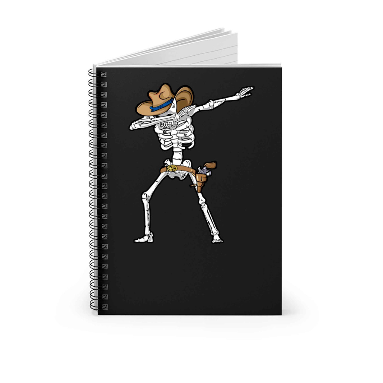 Cowboy Halloween Skeleton Dabbing Gift Spiral Notebook