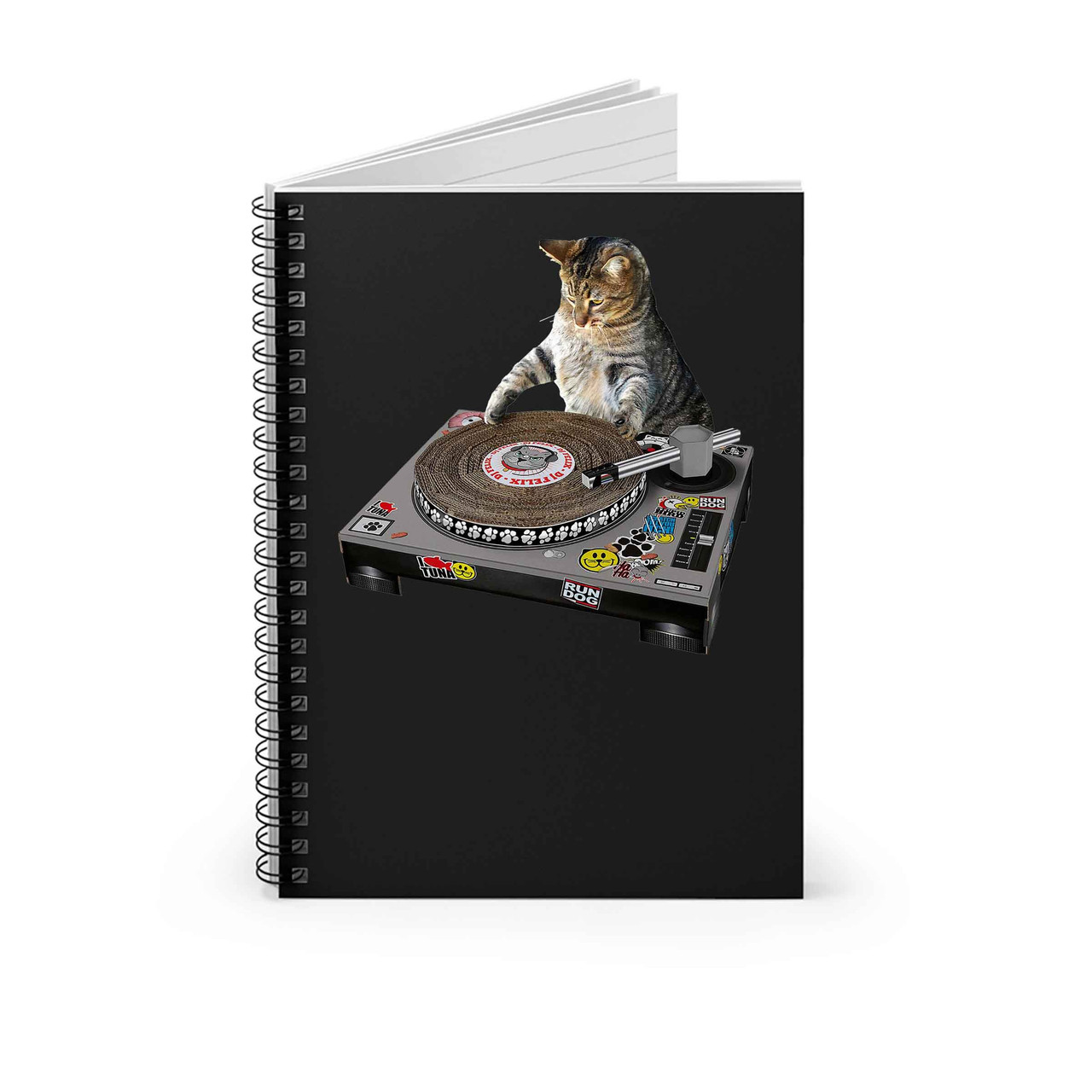 Dj Cat Spiral Notebook by Jayden Bromham - Pixels