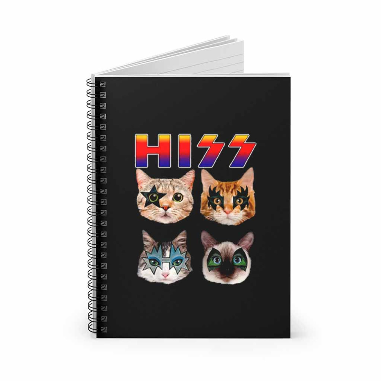 Funny Cat Hiss Rock And Roll For Cat Lover Spiral Notebook