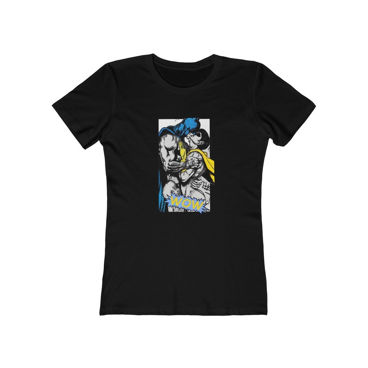 Batman Robin Wow Kissing Dc Comics Gay Slash Wo Women's T-Shirt Tee