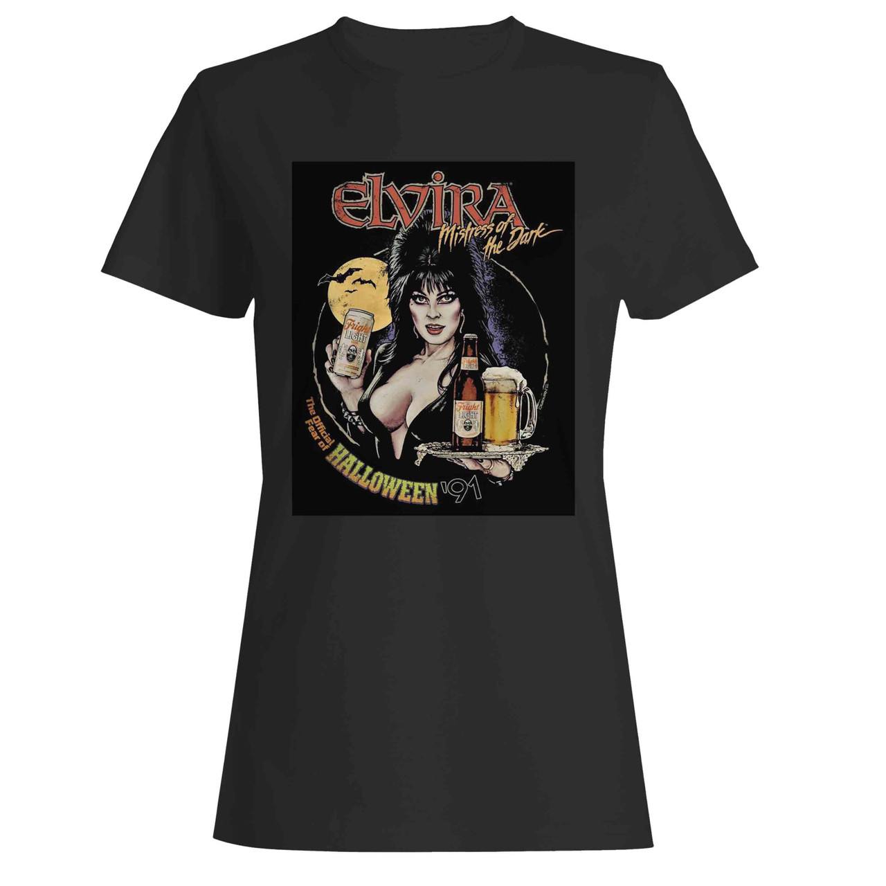 Elvira Mistress Of The Dark Beer Add Unofficial Women's T-Shirt Tee