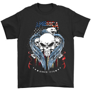 America Eagle Punisher Skull Man's T-Shirt Tee America Eagle Punisher Skull Man's T-Shirt Tee