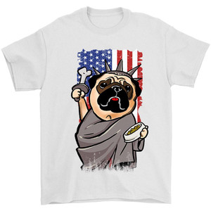 Independence Day Pug Liberty Man's T-Shirt Tee Independence Day Pug Liberty Man's T-Shirt Tee