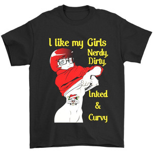 Nerdy Dirty Inked And Curvy Velma Man's T-Shirt Tee Nerdy Dirty Inked And Curvy Velma Man's T-Shirt Tee