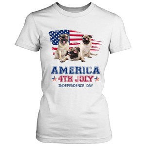 American Pug Independence Day Women's T-Shirt Tee American Pug Independence Day Women's T-Shirt Tee