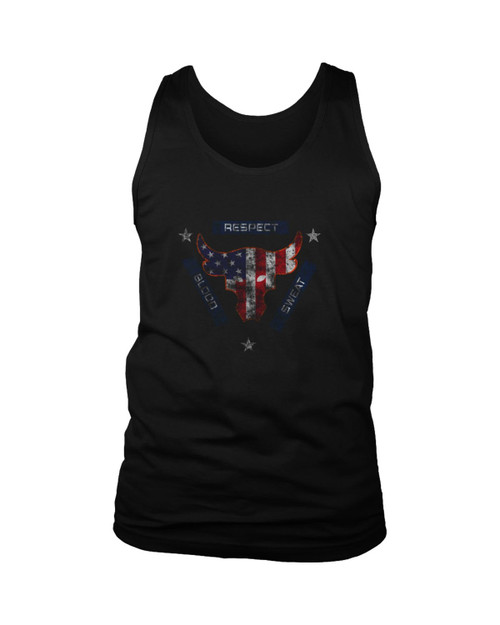 Blood Sweat Respect Usa Flag The Rock Under Armour Project Grunge Man's Tank Top