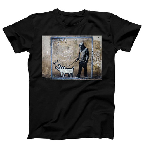 Banksy Hoodie Dog Walker Art Man's T-Shirt Tee