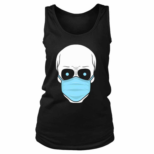 Skull With Face Mask Funny Hilarious Halloween Costume Women's Tank Top
