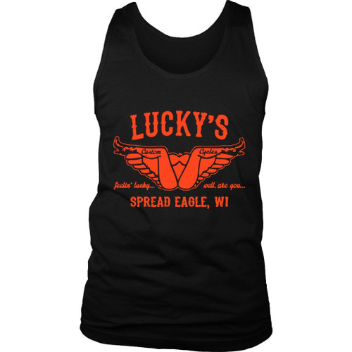 Luckys Custom Motorcycle Funny Harley Motorcycle Biker Shirts Offensive Rude Cool Graphic Tee Indian Sturgis Bar Inappropriate Humor Women's Tank Top