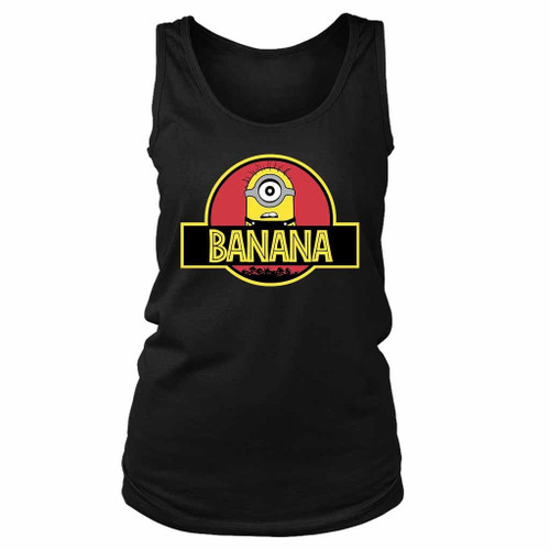 Banana Minions Jurassic Park Logo Parody Women's Tank Top