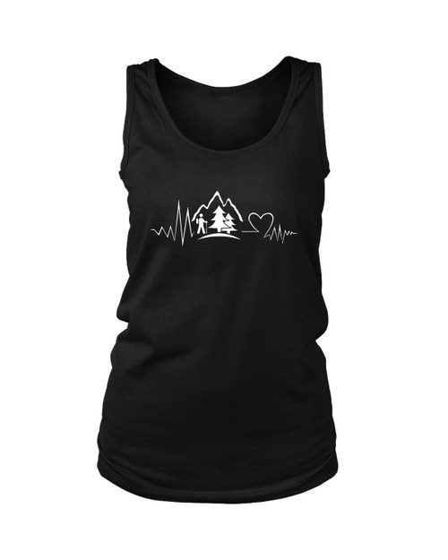 Hiking Travel Heartbeat Mountain Women's Tank Top