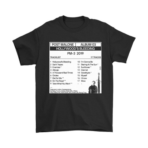 Post Malone Tracklist Man's T-Shirt Tee Post Malone Tracklist Man's T-Shirt Tee