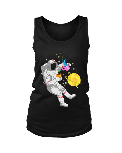 Astronaut Go Green Space Art Drawing Women's Tank Top