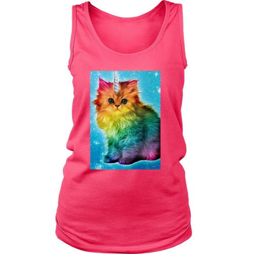 Unicorn Rainbow Cat Kitten Funny Women's Tank Top