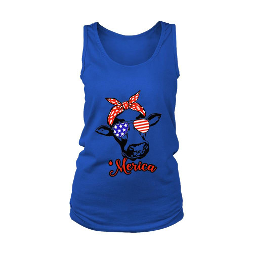 4Th Of July Cow With Bandana Women's Tank Top