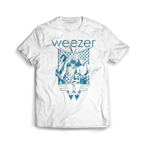 Weezer Checkered Alt Rock Band Guitar Men's T-Shirt Tee