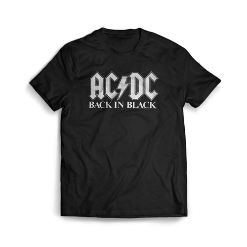 ACDC Back in Black Album Cover Men's T-Shirt Tee ACDC Back in Black Album Cover Men's T-Shirt Tee