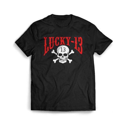 Lucky 13goth Punk Skull Logo Men's T-Shirt Tee