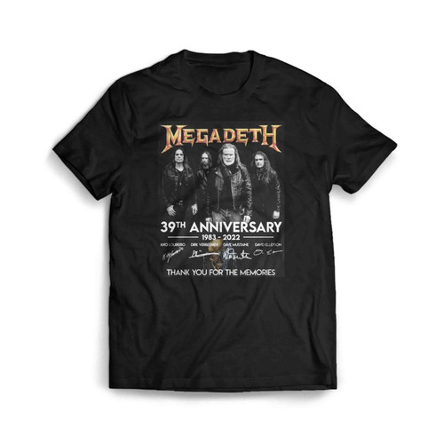 Megadeth Of 40th Anniversary 1983 2023 Signatures Thank You For The Memories Men's T-Shirt Tee