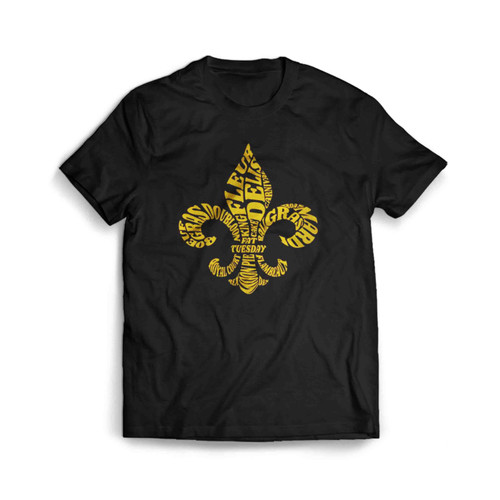 Mardi Gras Fleur De Lis Typography Mens T-Shirt Tee