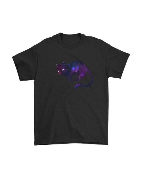 Cosmic Galaxy Cat Purple Man's T-Shirt Tee