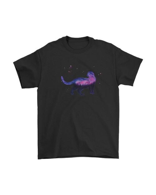 Cosmic Galaxy Forest Cat Man's T-Shirt Tee