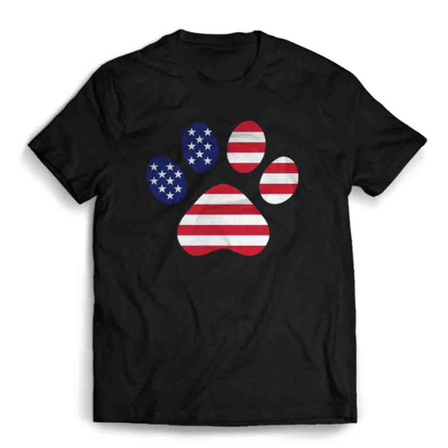 Dog Paw Usa Flag Merica Mens T-Shirt