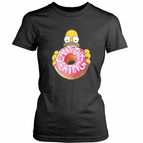 The Simpsons Homer Cant Talk Eating Womens T-Shirt Tee