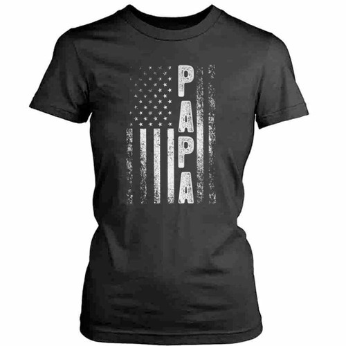 Papa American Flag Womens T-Shirt Tee