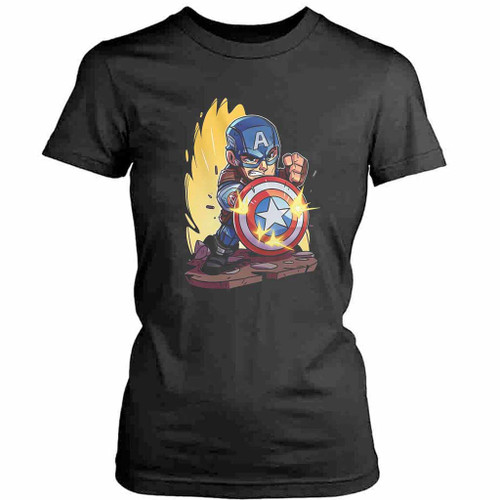 Marvel Captain America Chibi Cute Womens T-Shirt Tee