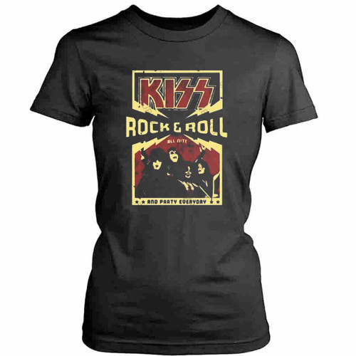 Kiss Vintage Rock And Roll And Party Everyday Womens T-Shirt Tee