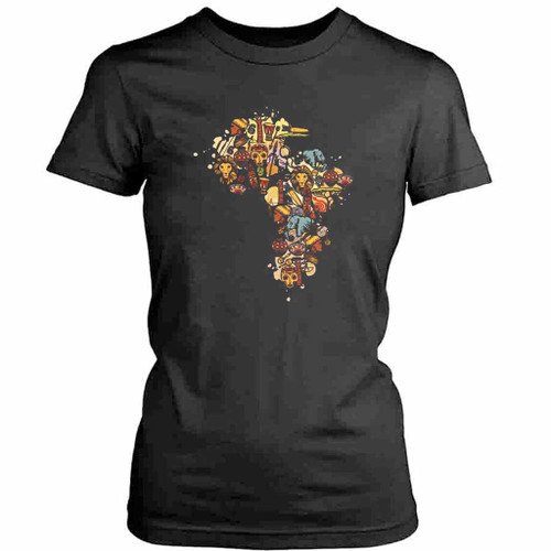 Africa Map Juneteenth Freeish Womens T-Shirt Tee