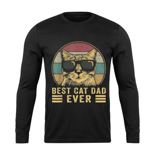 Best Cat Dad Ever Logo Art Long Sleeve T-Shirt