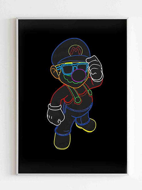 Mario Super Mario Neon Outline Poster
