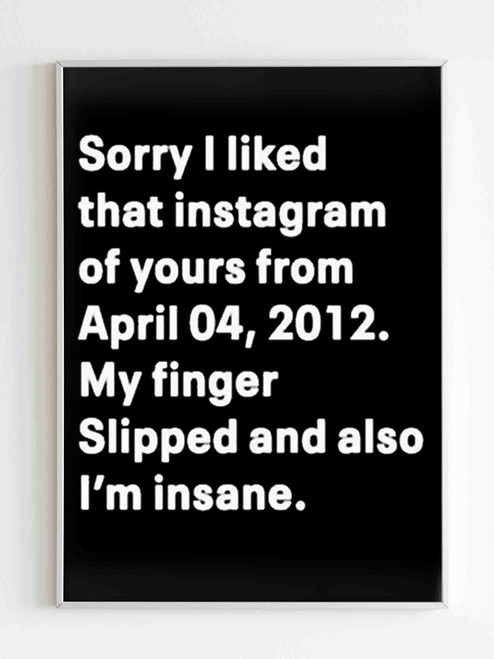 Sorry I Liked That Instagram Of Yours From April 04 2012 My Finger Slipped And Also I Am Insane Poster