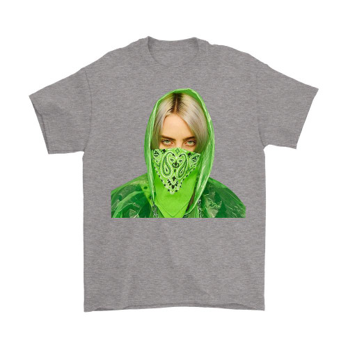 Billie Eilish Green Bandana Man's T-Shirt Tee Billie Eilish Green Bandana Man's T-Shirt Tee