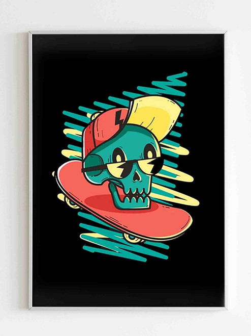 Hat and Glasses Skater Skull Poster