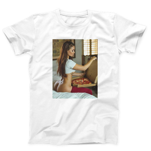 Sexy Pizza Girl On Bed Naughty Food Naked Art Logo Man's T-Shirt Tee