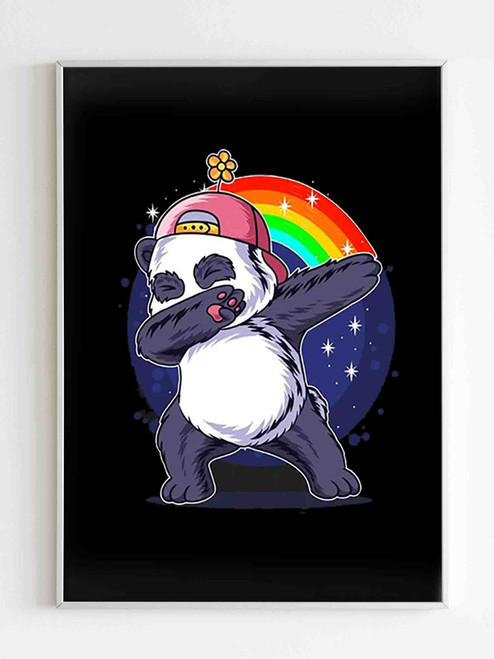 Dabbing Panda Animal Rainbow Funny Poster