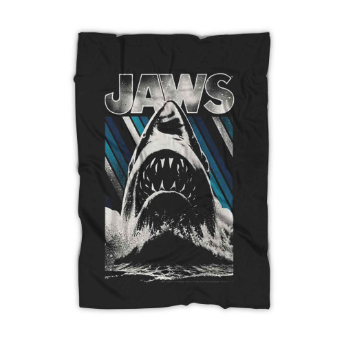 Jaws Blue Stripe Logo Blanket