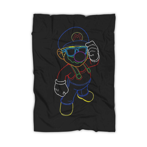 Mario Super Mario Neon Outline Blanket